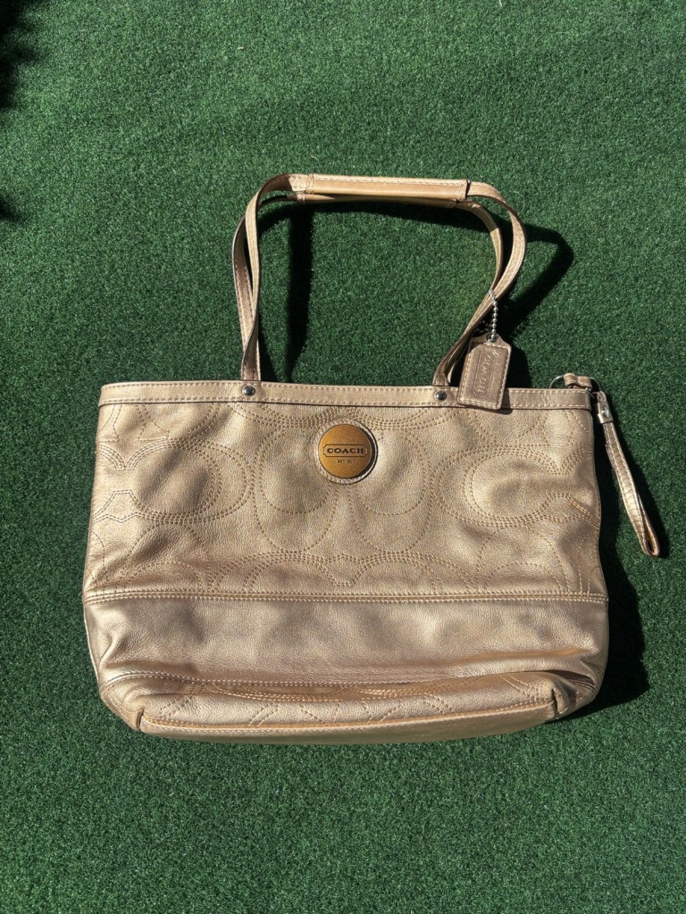 Coach Metallic Champagne Signature Tote